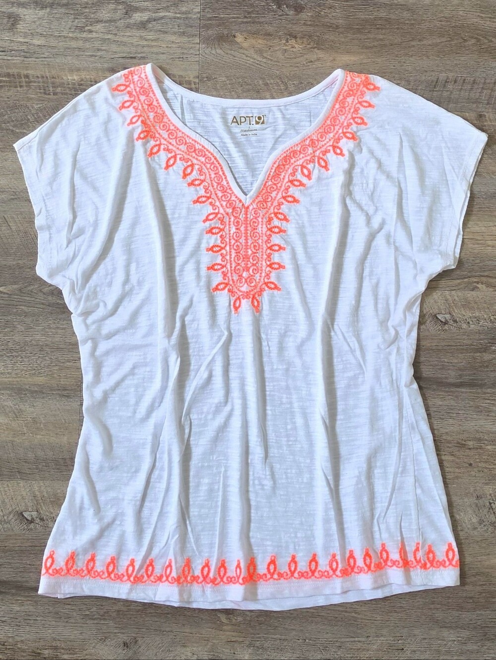 New Embroidered V-Neck Tee